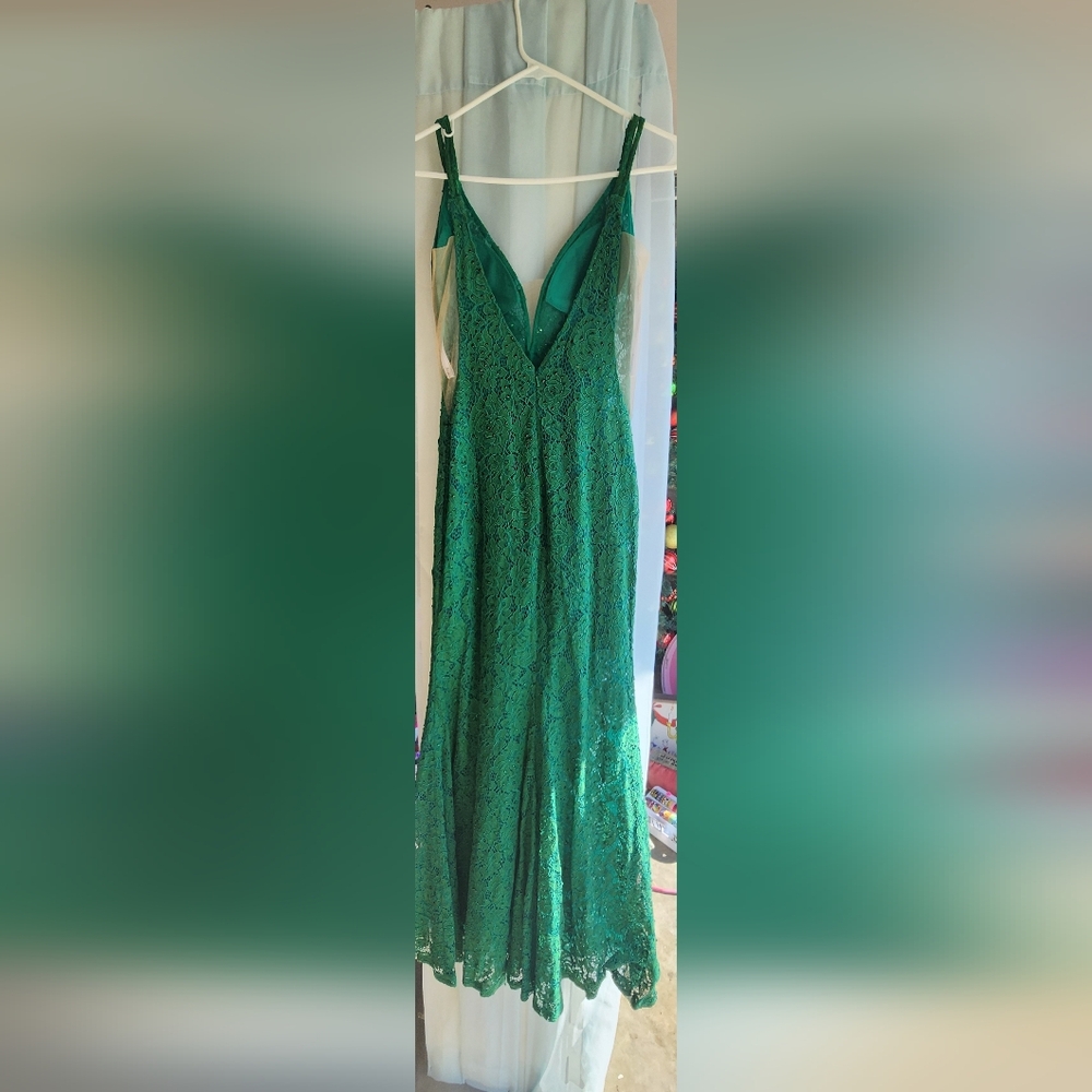 Stunning Emerald Lace Prom Dress